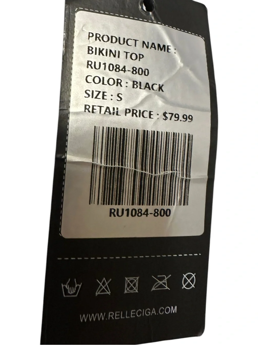 RELLECIGA Black Front Cutout Bikini Top Criss Cross Tie Back Size S